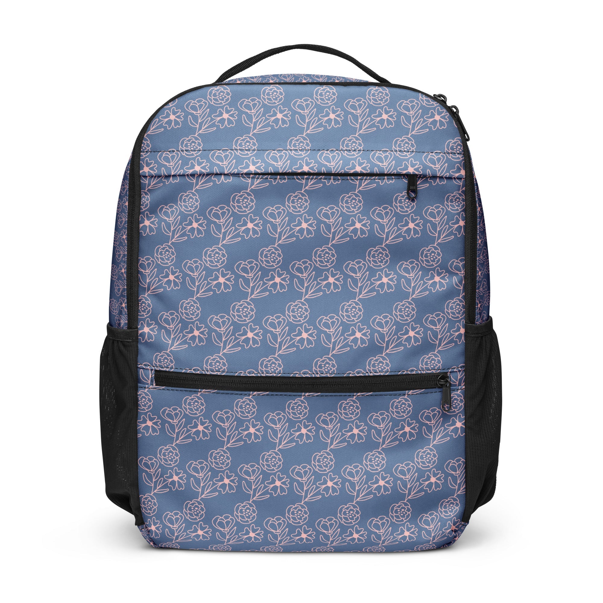 Slate Blue Ditsy Floral - Black