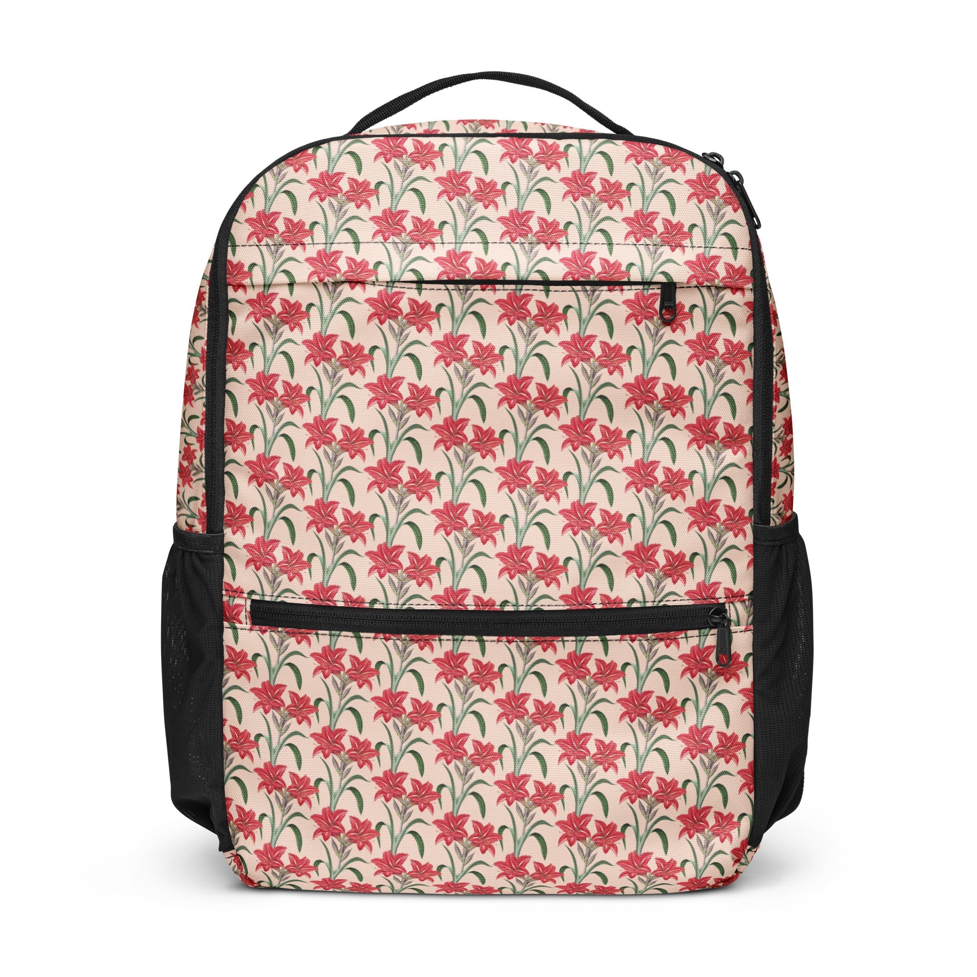 Cream Red Floral - Black