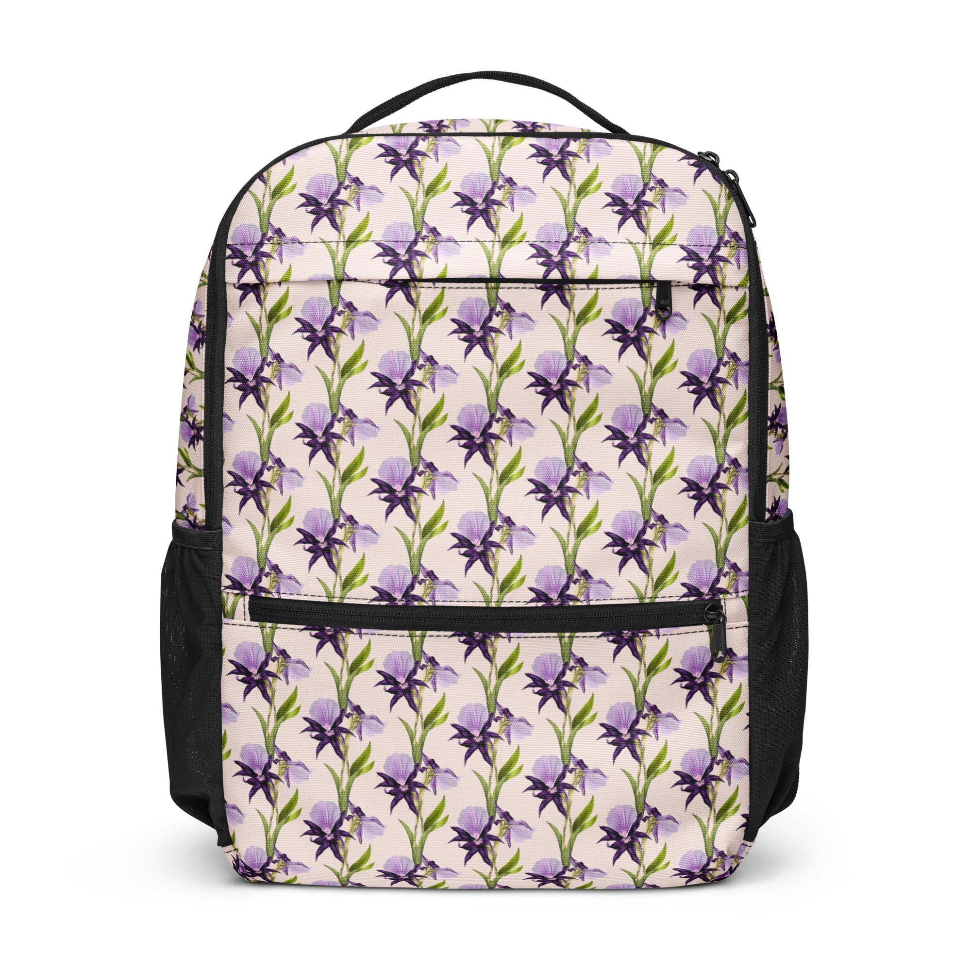 Cream Purple Floral - Black