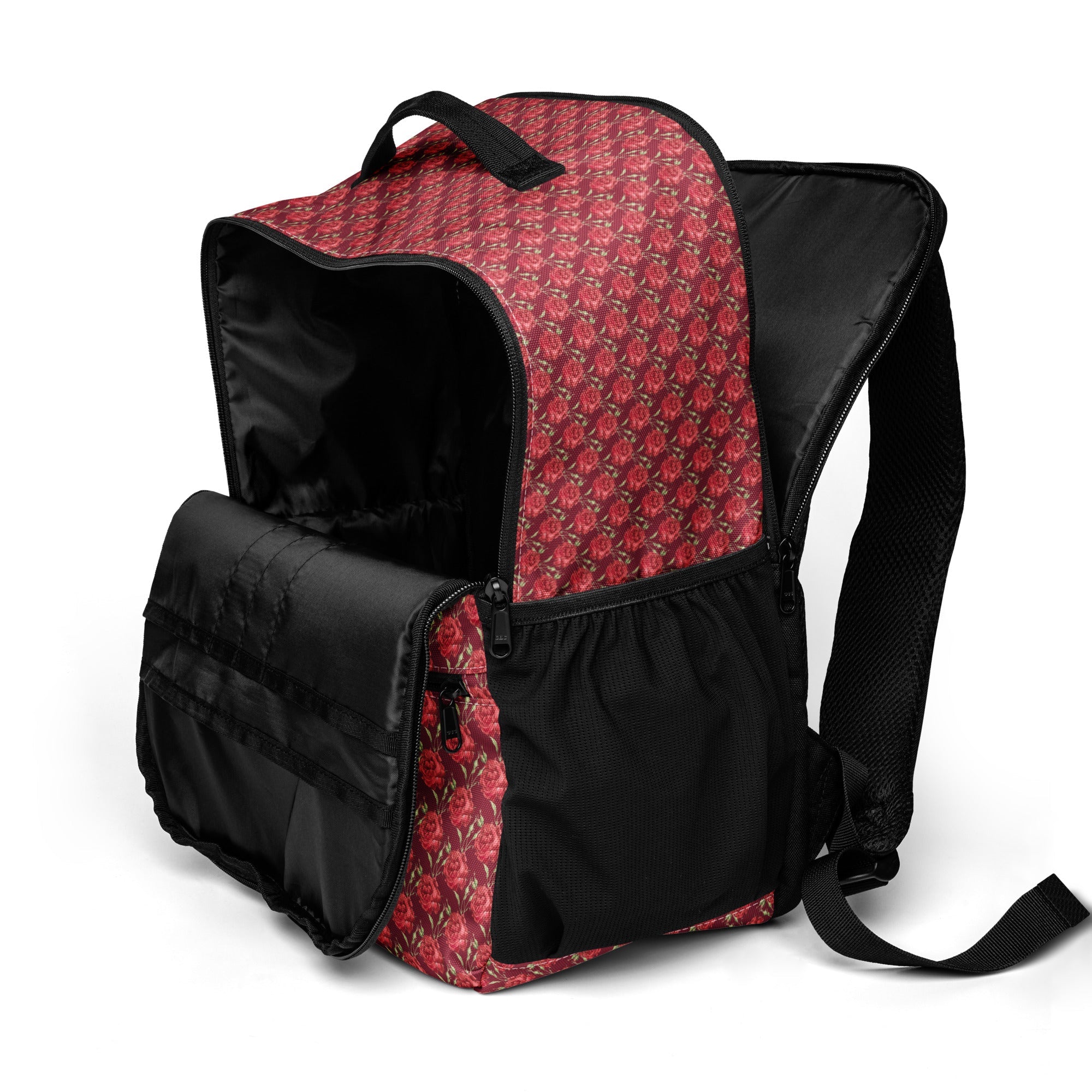 Red Quilted Floral - White